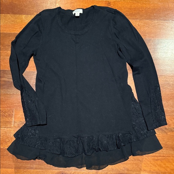 Style & Co. Tops - Style & Co. Black Ruffle Lace Blouse